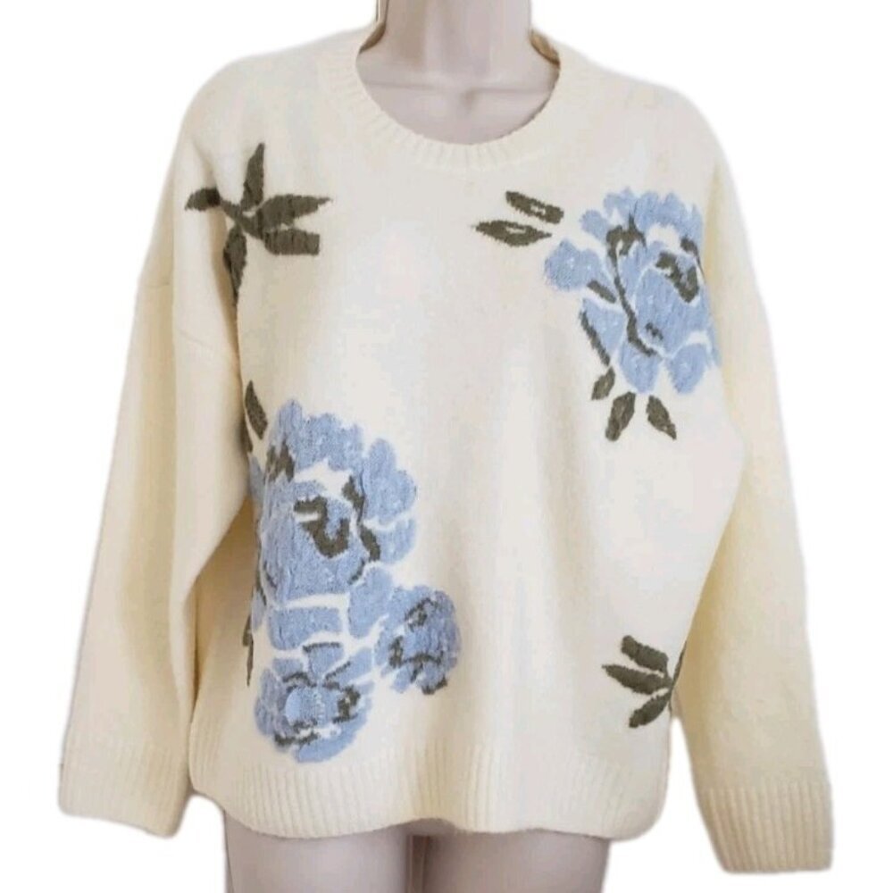 NWT TED BAKER LONDON JACKYARD FLOWER CREWNECK SWEATER SOFT MARSHMALLOWS MEDIUM - Picture 2 of 8